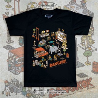 ◘✚[New] Bangkok t-shirt เสื้อยืดลายกรุงเทพมหานคร สีดำ premium cotton100 comp