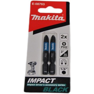 Makita ของแท้ พร้อมส่ง ดอกสว่านไขว้ PH2 E-08763 พร้อมแม่เหล็ก ยาว 50 มม. สีดํา