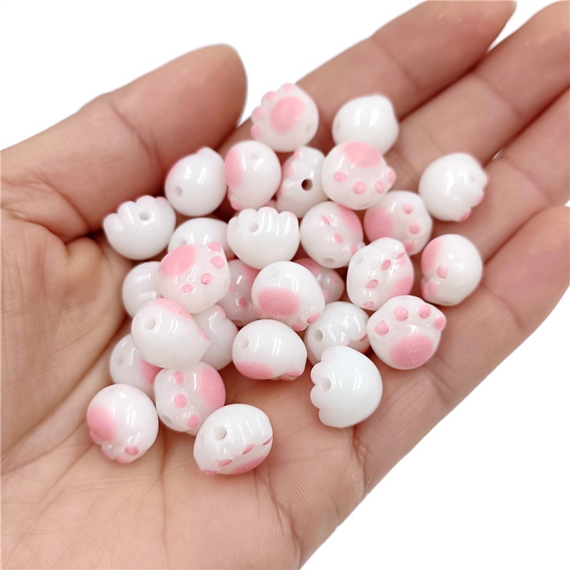 10 ชิ้น สร้างสรรค์ เลียนแบบ สีขาว หยก ถ่าน เผาไหม้ สามมิติ อุ้งเท้าแมว หลวม ลูกปัด แฟชั่น สร้อยข้อมือ ต่างหู วัสดุทําด้วยมือ - รูปที่ 7