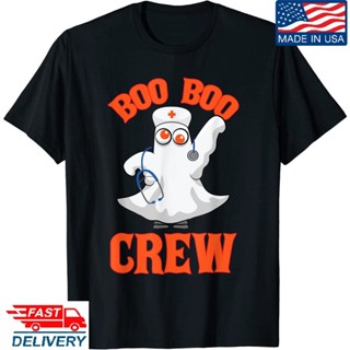 เสื้อยืดแขนสั้นBoo Boo Crew Nurse Lazy Diy เสื้อยืด สําหรับผู้ใหญ่ เหมาะกับฮาโลวีนS-5XL