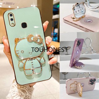 เคส Vivo Y91 เคส Vivo Y02S Casing Vivo Y16 Cover Vivo Y35 Cases Vivo Y55S Cassing Vivo Y75 Case Vivo Y76 Case Vivo T1 Case Vivo Y15S Case Cute Anime Cartoon Vanity Mirror Hello Kitty Holder Phone Case With Metal Sheet TK โทรศัพท์มือถือ ลายการ์ตูน น่ารัก