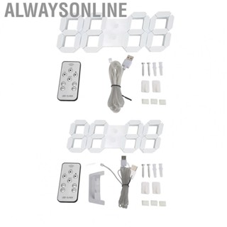 Alwaysonline Alarm Clock Brightness Adjustable  Control Date Display 3D  Wall Clock for Office