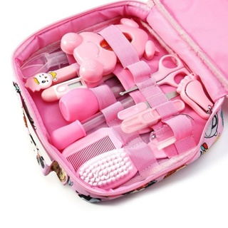 13-in-1 Newborn Baby Kids Nail Hair Health Care Grooming Kit Pink Clipper Scissors Nasal Aspirator Kits Set