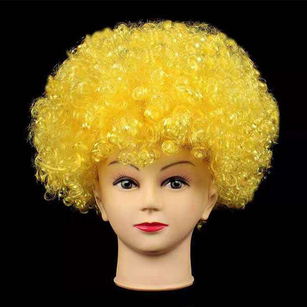 Suqin52 สีดํา Afro Curly วิกผม Clown คอสเพลย์ Carnival Party แฟนฟุตบอลฮาโลวีนแฟชั่นผมหยิก - รูปที่ 5