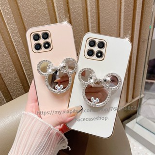 Ready Stock Shockproof Protective Phone Case Honor X7a X8a X9a 5G เคส Soft Casing with Cartoon Minnie Makeup Mirror Holder Stand Back Cover เคสโทรศัพท