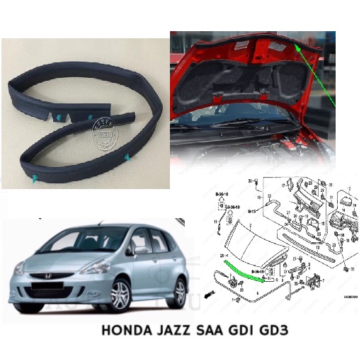แถบยางซีลฝากระโปรงหน้ารถยนต์ สําหรับ HONDA JAZZ SAA GD1 GD3 Hatchback(2003~2008)