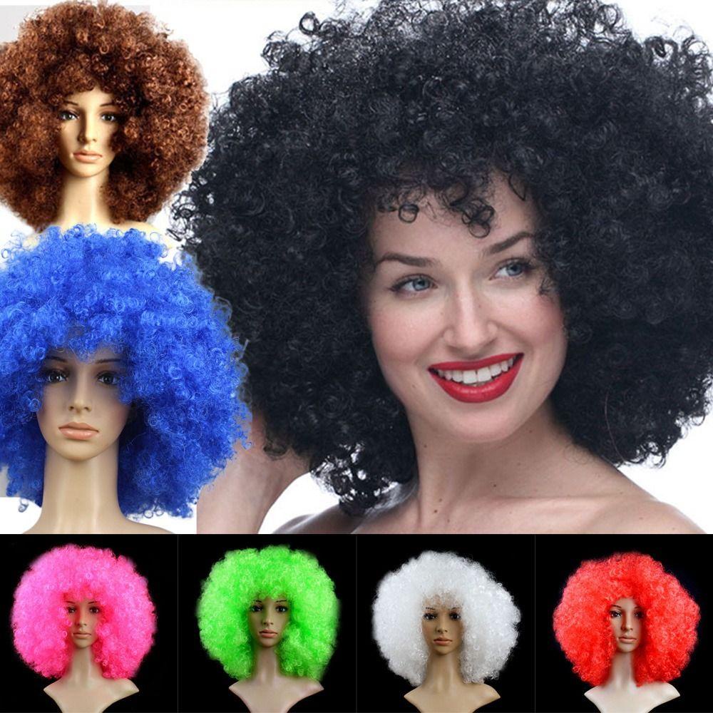 Suqin52 สีดํา Afro Curly วิกผม Clown คอสเพลย์ Carnival Party แฟนฟุตบอลฮาโลวีนแฟชั่นผมหยิก - รูปที่ 6