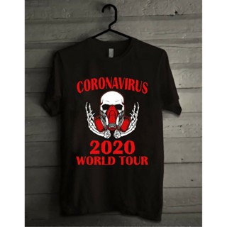 เสื้อยืดแขนสั้นเสื้อยืดชาย 19 covid world tour หยุดS-5XL