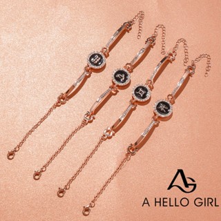 A HELLO GIRL ใหม่ เวอร์ชั่นเกาหลี แฟชั่นเรียบง่าย 12 กลุ่มดาว สร้อยข้อมือ การออกแบบบุคลิกภาพ สร้อยข้อมือกลุ่มดาว เครื่องประดับสาวสวัสดี