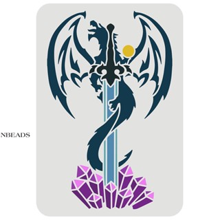 1pc  Dragon Sword Stencil 29.7x21cm Reusable Dragon Drawing Stencil Sword Painting Template Dragon Decoration Stencil for Painting on Wall Wood Furniture Fabric and Paper