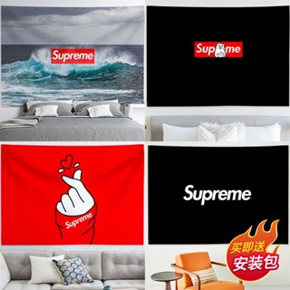 พรมปูพื้นหลัง ลาย Supreme แบบเรียบง่าย สไตล์นอร์ดิก สําหรับตกแต่งบ้าน ห้องนอน