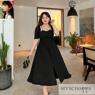 [พร้อมส่ง] ชุดเดรสลําลอง ทรงเอ ทรงหลวม ใส่สบาย พลัสไซซ์ XL-4XL แฟชั่นสําหรับผู้หญิง