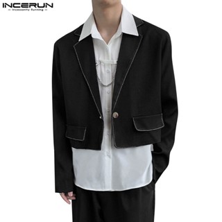 INCERUN Short Solid Casual Suit Coat