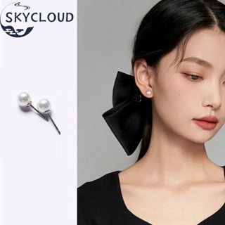 Skycloud ต่างหูสตั๊ด เงิน S925 ประดับมุก สีขาว เครื่องประดับแฟชั่น สไตล์เกาหลี มินิมอล สําหรับผู้หญิง