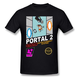Lyzh Portal เสื้อยืดคอกลม แขนสั้น ผ้าฝ้าย พิมพ์ลายอนิเมะ GLaDOS Aperture Science 2 พิกเซล พลัสไซซ์