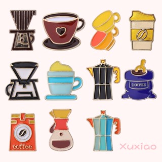 เข็มกลัด รูปหม้อกาแฟน่ารัก สไตล์วินเทจ สําหรับเพื่อน 12 ชิ้น