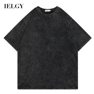 IELGY เสื้อยืดลําลอง แขนสั้น พิมพ์ลาย สไตล์ฮิปฮอป สตรีท สําหรับผู้ชาย