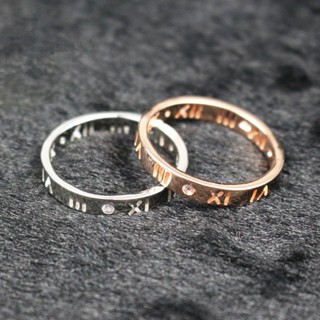 [ZX &amp; Ring] แหวนแฟชั่น รูปตัวเลขโรมัน ประดับเพชร เข้ากับทุกการแต่งกาย สไตล์ยุโรป อเมริกัน เรียบง่าย สําหรับผู้ชาย และผู้หญิง