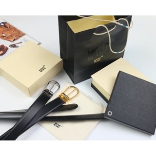 **mix** เข็มขัดหนังแท้ Montblanc หัวโลหะมีสีทองและเงินให้เลือก สินค้าใหม่ ของแท้