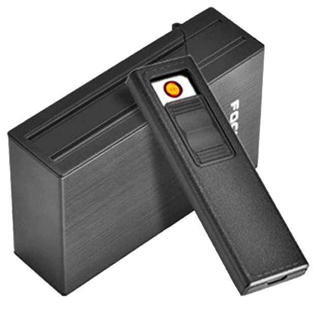 ไฟแช็ค กล่องใส่บุหรี่ 2in1 FOCUS พร้อมไฟแช็ค หรือกล่องเปล่า FOCUS USB Charger Aluminium Cigarettes H
