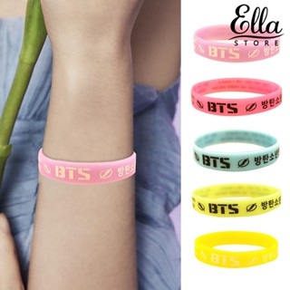 Ellastore123 สายรัดข้อมือซิลิโคน แบบนิ่ม ลาย Jungkook Jimin V Suga Jin J-Hope สไตล์เกาหลี สําหรับแฟนคลับ