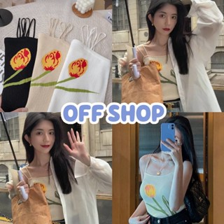 OFF SHOP พร้อมส่ง (OFF-98116-1) เสื้อสายเดี่ยวไหมพรม ลายดอกไม้น่ารักมาก คิ้วสุดๆ