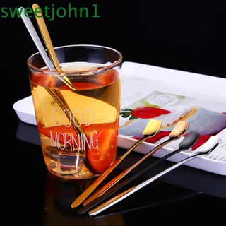 Sweetjohn ช้อนผสมชากาแฟด้ามจับยาวหัวสี่เหลี่ยมสําหรับค๊อกเทล