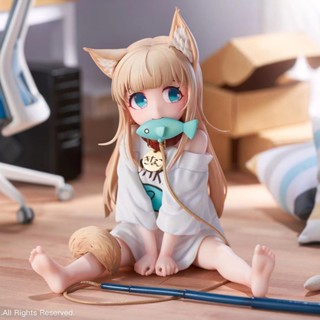 Model My Cat Is a Kwaii Girl Sitting Posture Soymeal (Eatting Fish Ver.) 1/6 14cm Cat Ear Beautiful Girl Figure Doll