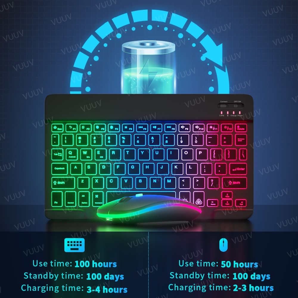GOOJODOQ คีย์บอร์ดไทย ใหม่แบ็คไลท์ไล่โทนสี Bluetooth keyboard,เมาส์ไร้สาย,คีย์บอร์ด ipad ราคา ถูกที่สุด ดีลบีเคเค แกลเลอรีภาพที่ 9