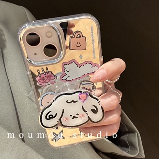 Huiwanju เคสโทรศัพท์มือถือผู้หญิง แบบกระจก ลายการ์ตูนลูกสุนัขน่ารัก ประดับเพชร สําหรับ Iphone 14ip13 12promax 11