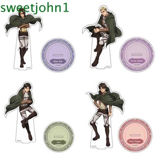 SWEETJOHN Cute Attack on Titan Figure Stand Action Figure Erwin Smith Anime Attack on Titan Desk Decor Model Plate Standing Plate Figure Model Plate Figure Decoration Acrylic Eren