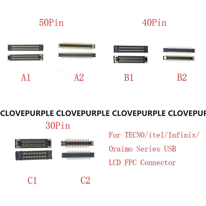 เมนบอร์ดเชื่อมต่อหน้าจอ LCD FPC 30 40 50 Pin สําหรับพอร์ตชาร์จ USB TECNO Itel Oraimo Infinix 2 ชิ้น