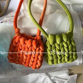 🛍️NEW Style🛍️Chunky yarn bag DIY Coarse Wool Yarn hick Knitted Bag knot bag Single-shoulder diagonal bag เนื้อผ้าเป็นกำมะหมี่ ไหมพรมเส้นใหญ่ เส้นใหญ่หนานุ่ม