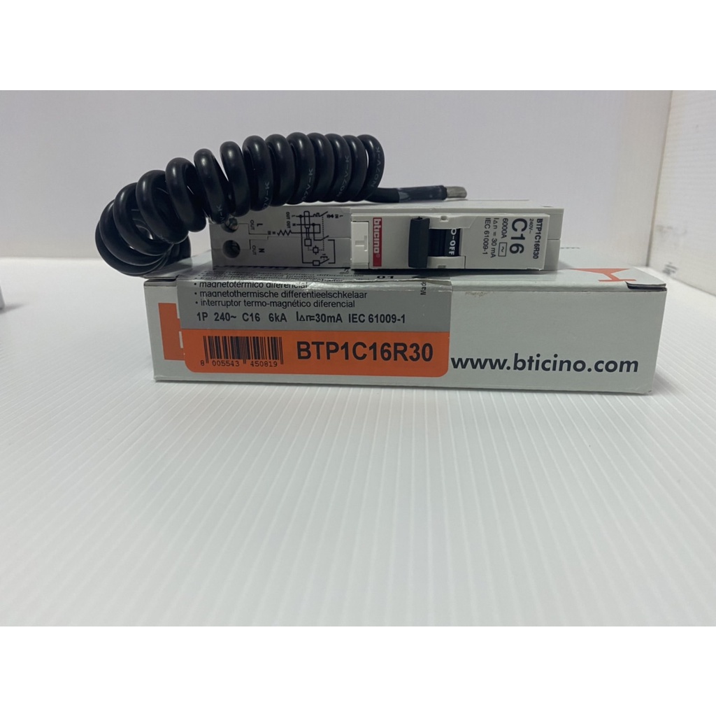 ตัวตัดกระแสไฟฟ้า เบรกเกอร์ RCBO กันดูด 1P (16A, 20A, 32A) 30mA 6KA ลูกย่อยกันดูด BTP1C16R30/BTP1C20R