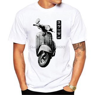 ขายเสื้อยืดลําลอง ผ้าฝ้าย 100% แขนสั้น พิมพ์ลาย Vespa Scooter สีขาว สไตล์ฮิปฮอป เรโทร แฟชั่นฤดูร้อน สําหรับผู้ชาย และคู่