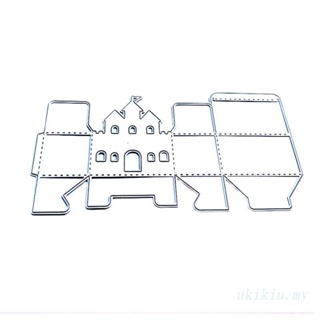 UKI 3D Hollow School Castle Candy Box Stitched Metal Cutting Dies Stencil DIY Handmade Folding for Case Embossing Tool D