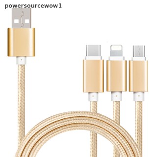 Wow 3 in 1 สายชาร์จซิงค์ข้อมูล Micro USB Type-C สําหรับ iPhone Android TH