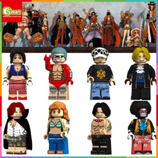 ของเล่นตัวต่อฟิกเกอร์ One Piece ผมสีแดง Luo Fire Fist Ace Sabo ขนาดเล็ก