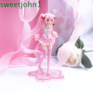 Sweetjohn โมเดลฟิกเกอร์ Miku Hatsune Pvc ขนาด 14 ซม. สีชมพูหลากสีของเล่นสําหรับเด็ก