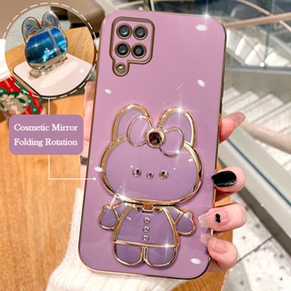 เคสโทรศัพท์มือถือ ซิลิโคนนุ่ม ลายการ์ตูนกระต่าย 3D พร้อมกระจกแต่งหน้า สําหรับ Samsung A10 A11 A12 A13 A14 A10S A31 M10