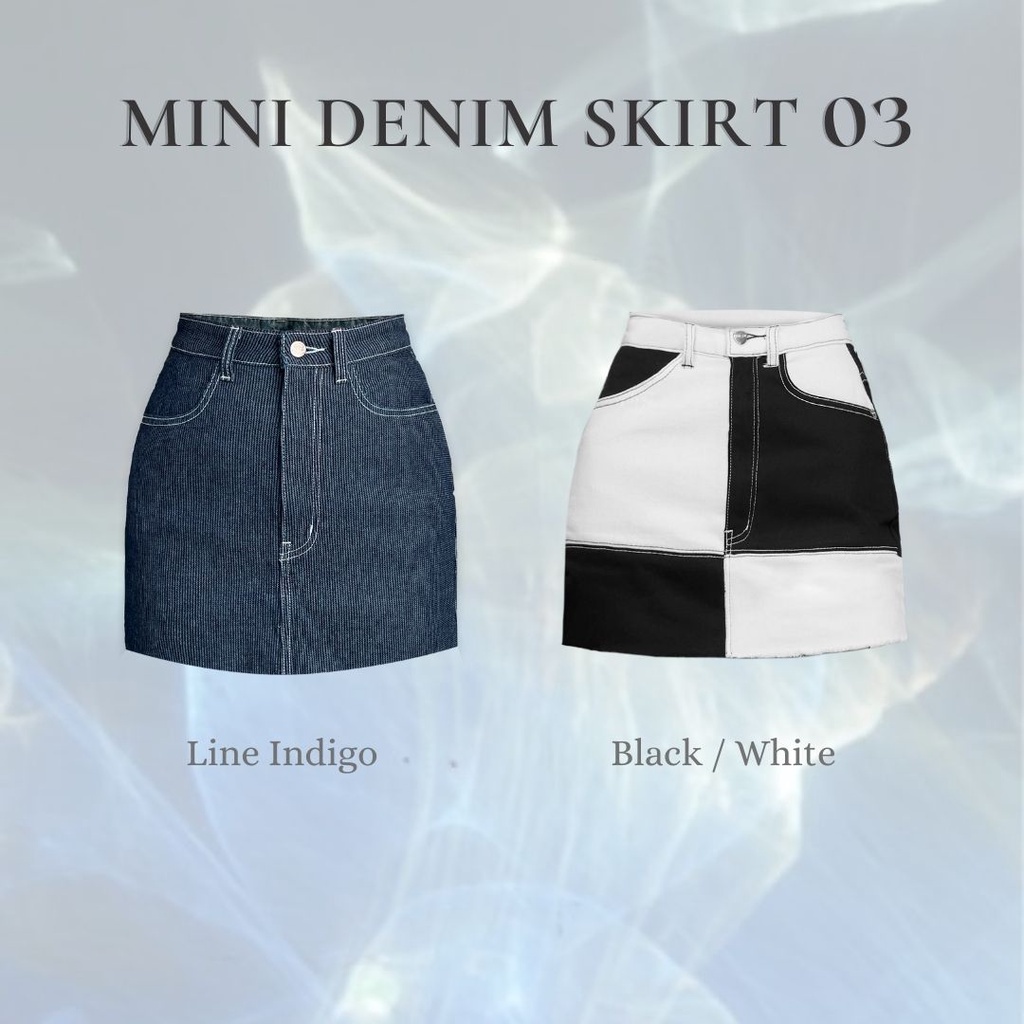 Merge Official - Mini Denim Skirt 03 2 Colors (พร้อมส่ง) กระโปรงยีนส์ มีกางเกงซับใน