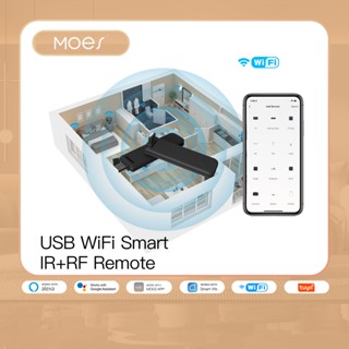 Moes Tuya รีโมตคอนโทรล WiFi อินฟราเรด ไร้สาย USB IR+RF หมุนได้ สําหรับสมาร์ทโฮม TV รองรับ Alexa