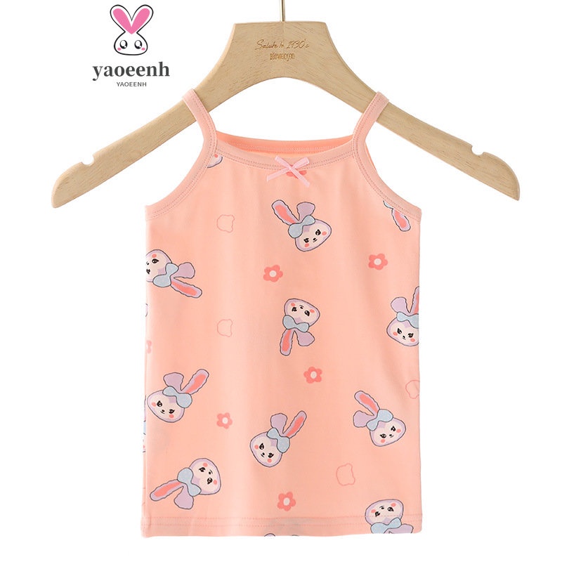 【YAOEENH】พร้อมส่ง เสื้อกล้ามแขนกุด ผ้าฝ้ายแท้ แบบบาง ลายการ์ตูนน่ารัก ขนาด 100-160 ซม. สําหรับเด็กผู้หญิง