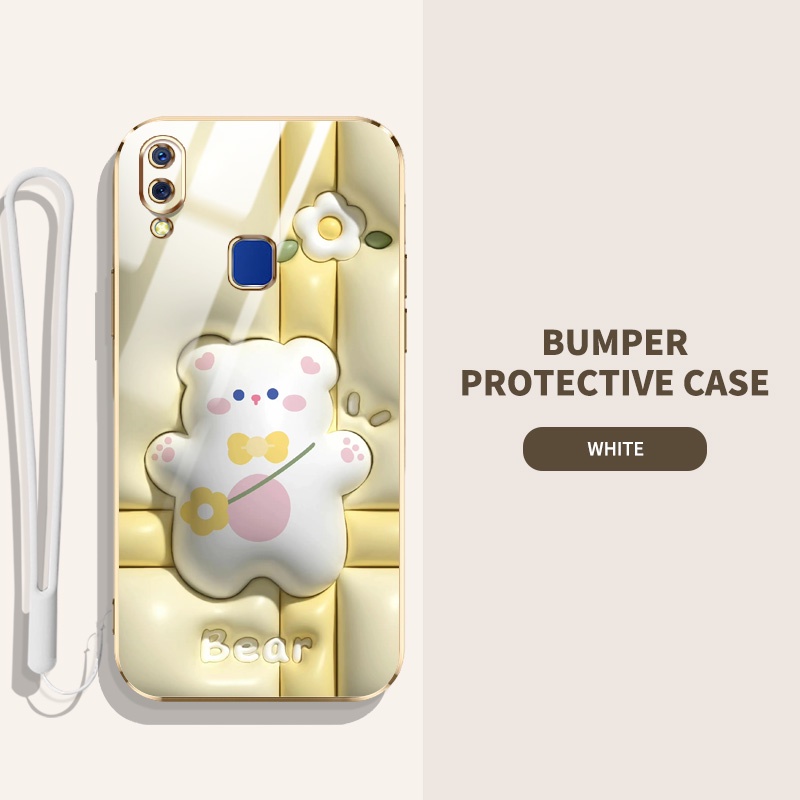 เคสโทรศัพท์มือถือ ลายสัตว์ และพืชน่ารัก 3D พร้อมสายคล้อง สําหรับ Vivo Y95 Y93 Y91 Y91i 1807 1816 1817 1811