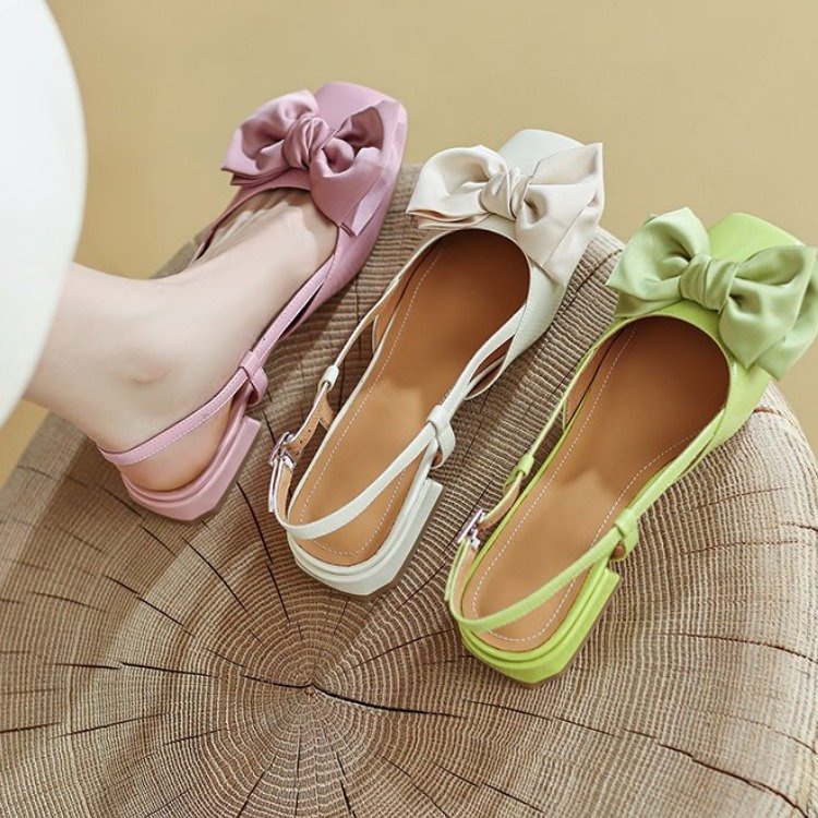 Bow Mules Low Heel Cutout รองเท้าผู้หญิง