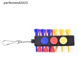 [perfectend] 1x Golf Tee Holder Carrier with 12 plastic Tees w 3 Ball Markers w 1 KeyChain [TH]