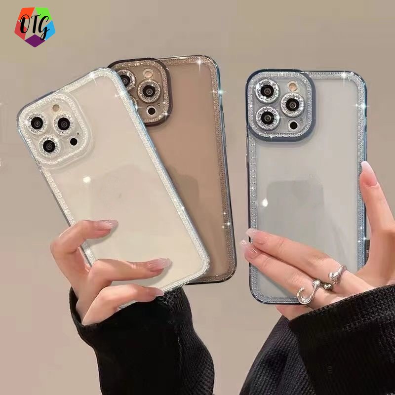 (สุ่มสไตล์ สุ่มสี) สำหรับเคส iPhone 14 Pro Max กรณีโทรศัพท์โปร่งใส คริสตัลเจาะ for iPhone 12 13 14 13ProMax 7 8 14plus x