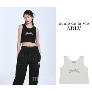 [acme De la vie] ใหม่ 2023 โลโก้ CROP TANK TOP สีชมพูดําลิซ่า สีชมพู