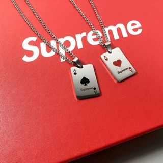 Supreme สร้อยคอ จี้รูปหัวใจ สีแดง พร้อมกล่องของขวัญ