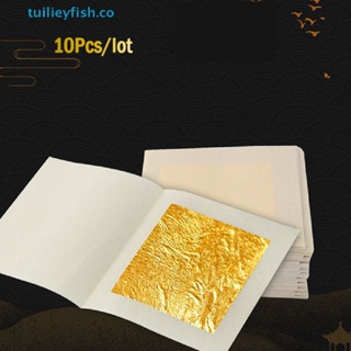 tuilieyfish 10Pcs 24K Gold Foil Edible Gold Leaf Sheets For DIY Cake Decoration Arts Crafts co